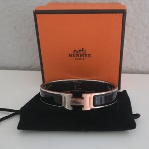 Hermes Black and Silver Clic H Bracelet